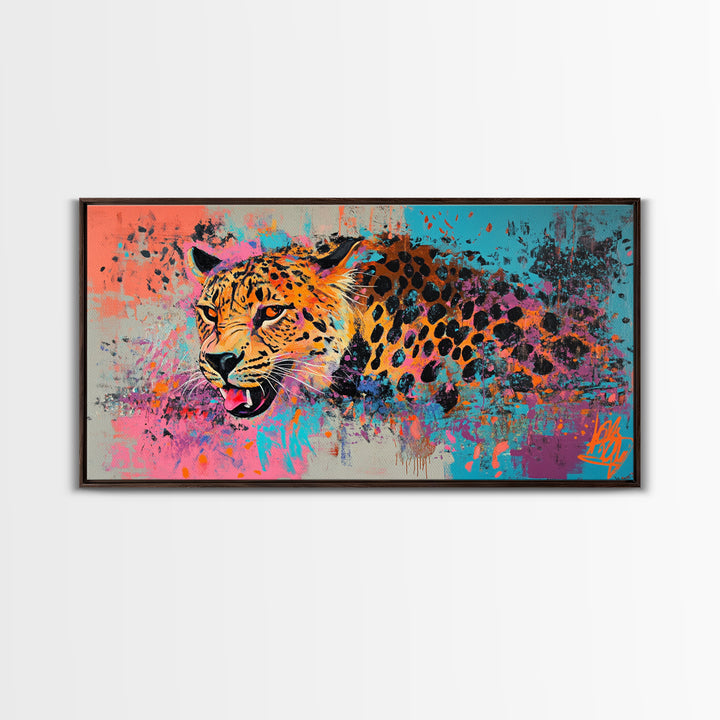 Pop Art Cheetah Painting Print, Wood Framed Art, Canvas Art, Cheetah Print, Cheetah Art, Preppy Decor, Girl's Room Art