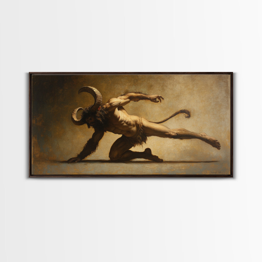 Canvas Print of Satyr, Victorian Gothic Wall Art, Satyr Painting Original, Satyr Oil Painting, Goth Decor, Spooky Wall Art