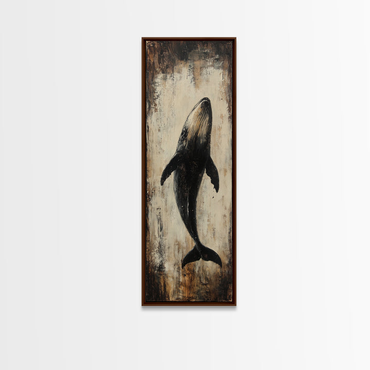 Majestic Whale Painting Framed Canvas Print, Nautical Wall Art, Coastal Decor Living Room Art, Rustic Decor Gift Idea Christmas