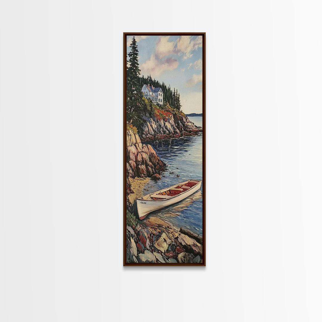 Canvas Print Rustic Farmhouse Art Deer Drinking Water In Forest Painting Tall Narrow Art Above Sofa Art Cozy Cabin Decor Above Bed Wall Art