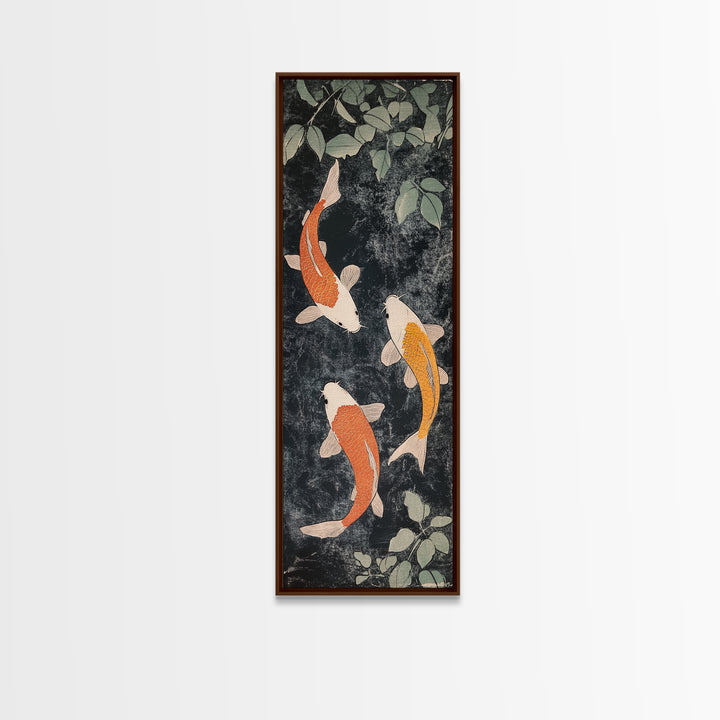 Canvas Print Koi Fish Painting Asian Decor Chinoiserie Wall Art Nature Inspired Wabi Sabi Art Ideal Living Room Minimalist Art