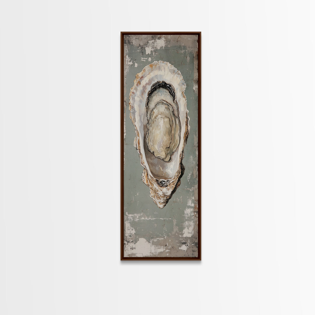 Canvas Print Rustic Oyster Shell Painting Coastal Kitchen Decor Wabi Sabi Art Living Room Art Nautical Wall Art Coastal Kitchen Decor