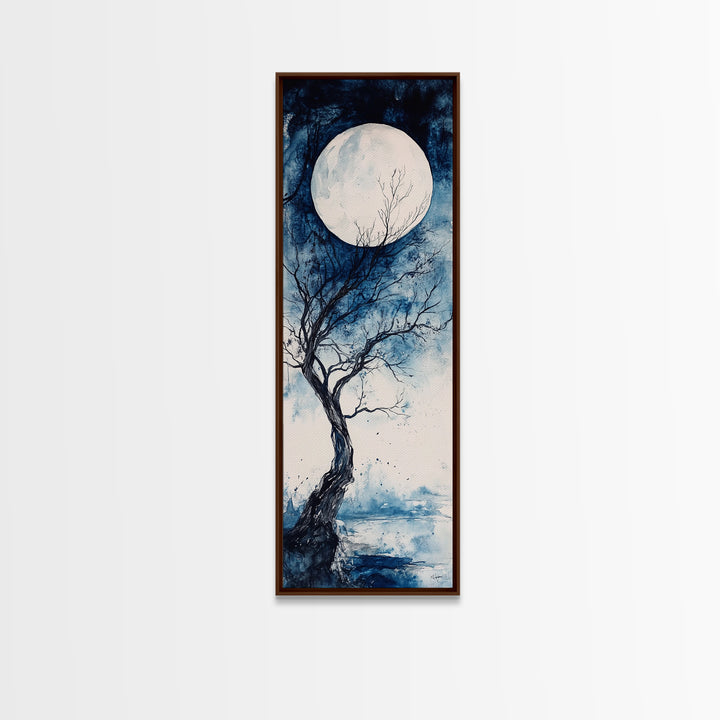 Canvas Print Full Moon with Tree Art, Dark Romance Rustic Wall Decor, Unique Above Couch Art, Moody Bedroom Decor Gift Idea
