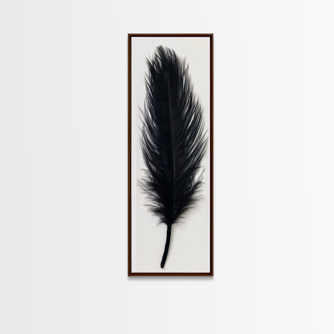 Abstract Black Feather Painting Print, Tall Skinny Art, Retro Home Decor, Abstract Art, Narrow Tall Wall Art, Feather Art, Farmhouse Art