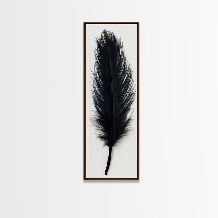 Abstract Black Feather Painting Print, Tall Skinny Art, Retro Home Decor, Abstract Art, Narrow Tall Wall Art, Feather Art, Farmhouse Art