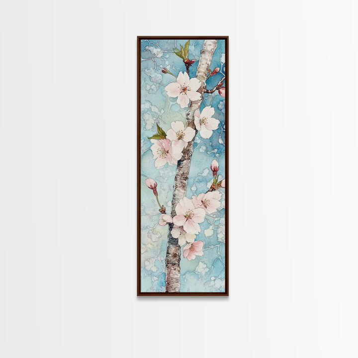 Blossoming Sakura Tree Branch Artwork - Framed Canvas Print for Japanese Wall Art, Cherry Blossom Decor, Pink Floral Art, Botanical Wall Print