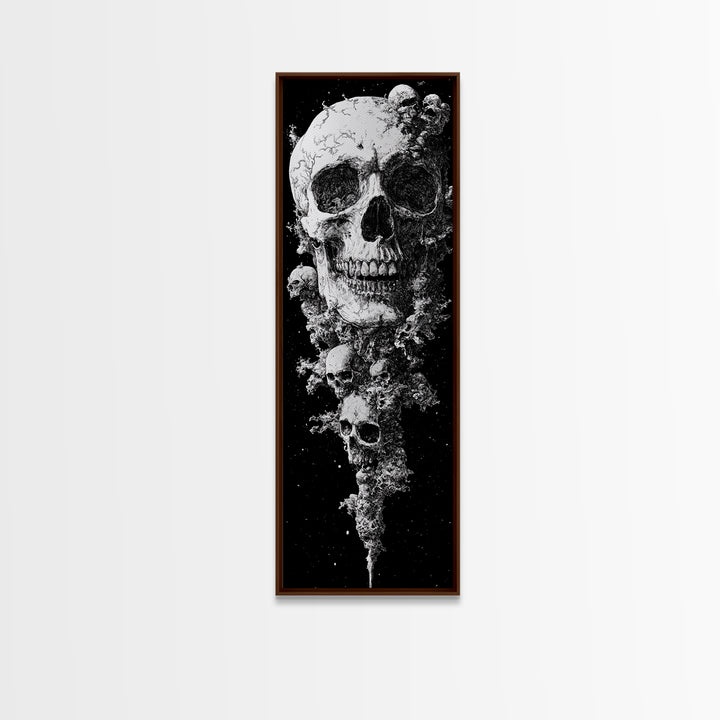 Skull Painting Print - Horror Decor - Witchy Decor - Tall Narrow Art - Framed Canvas Print - Skinny Wall Art - Skull Painting - Skull Wall Art