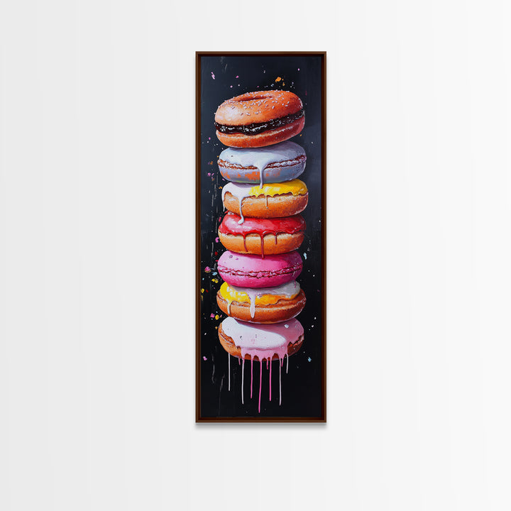 Cute Oil Painting Print of Macaroons - Kitchen Wall Art - Kitchen Decor - Framed Canvas Print - Preppy Kitchen Art - Girly Decor - Food Painting