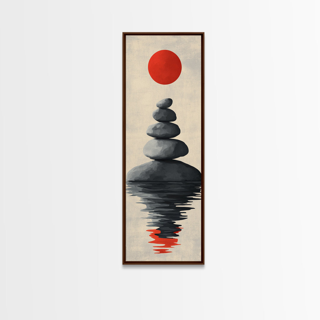 Canvas Print of Zen Art with Stacked Stones, Japanese Inspired, Minimalist Wall Art, Meditative Decor, Above Couch Art, Zen Wall Art, Peaceful Vibe