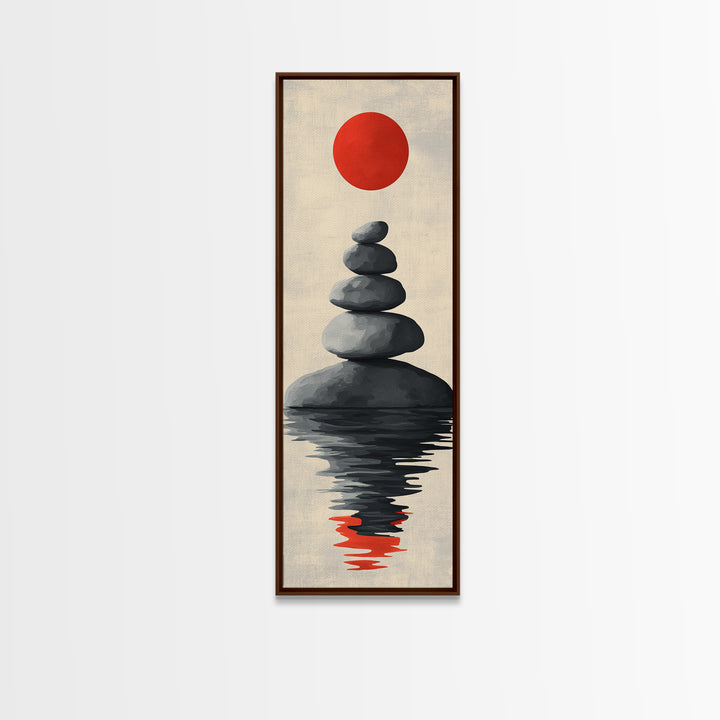 Canvas Print of Zen Art with Stacked Stones, Japanese Inspired, Minimalist Wall Art, Meditative Decor, Above Couch Art, Zen Wall Art, Peaceful Vibe