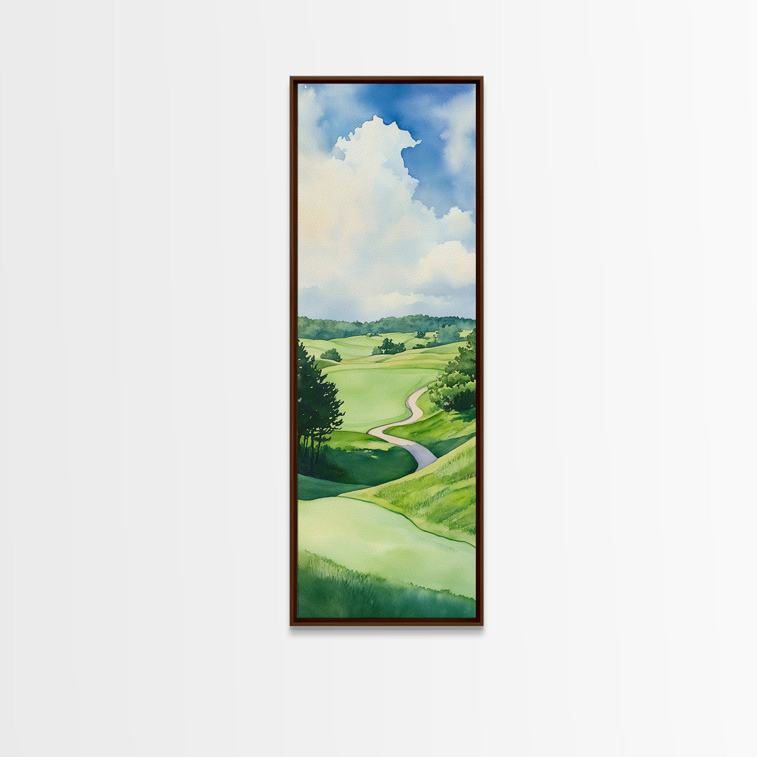 Scenic Golf Art Canvas Print Watercolor Farmhouse Art Above Sofa Wall Art Living Room Art Bedroom Art Vertical Wall Art Rustic Decor Gift