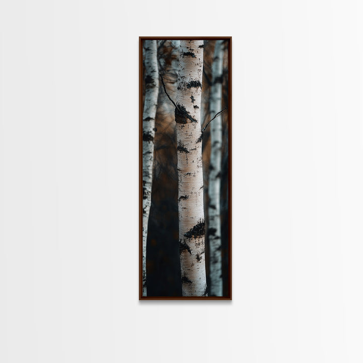 Birch Tree Forest Framed Canvas Print Rustic Wabi Sabi Woodland Art Minimalist Bedroom or Living Room Fall Wall Art Decor