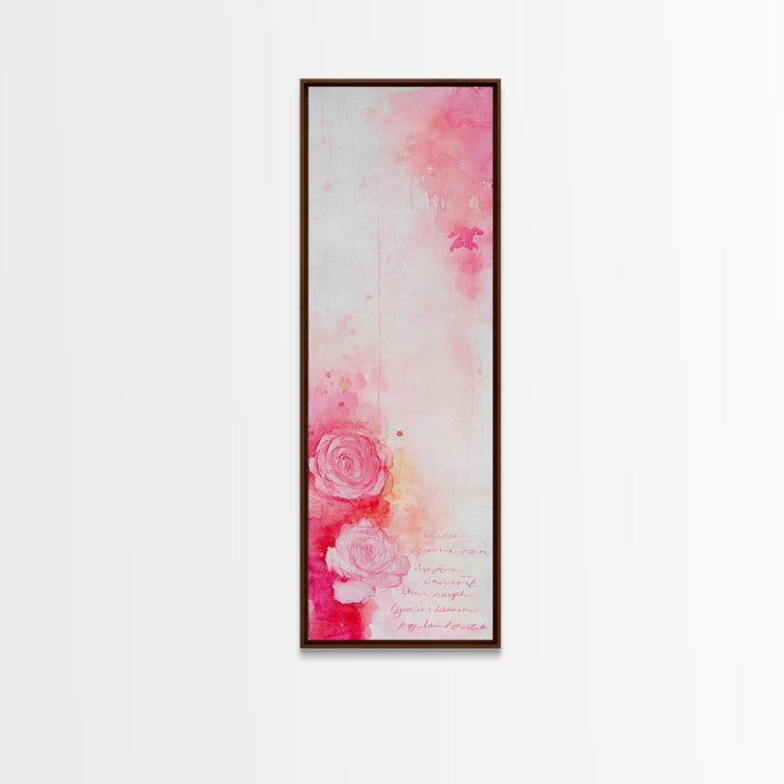 Rose Painting Framed Canvas Print Romantic Pink Art Light Abstract Wall Art Above Couch Art Gift Idea Living Room Wabi Sabi Decor