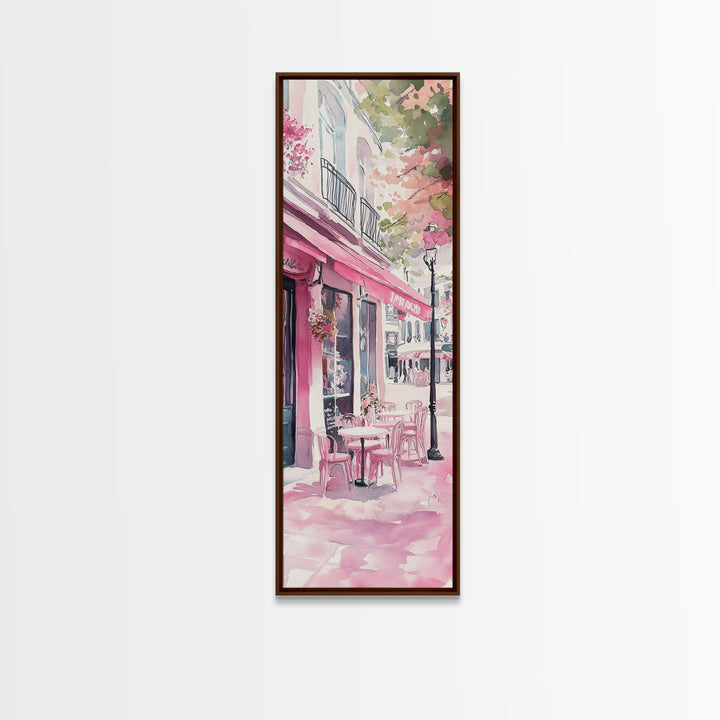 Pink Café Canvas Print Romantic French Bistro Painting Coastal Cowgirl Wall Art Above Bed Art Guest Room Gift Living Room Rustic Decor