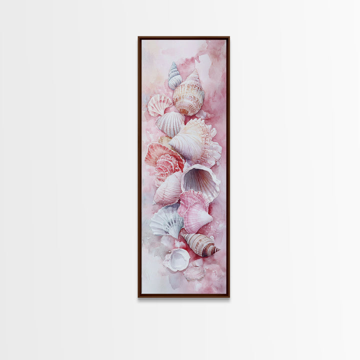 Coastal Seashell Painting Framed Canvas Print Featuring Nautical Decor Perfect Beach House Coastal Landscape Wall Art Theme