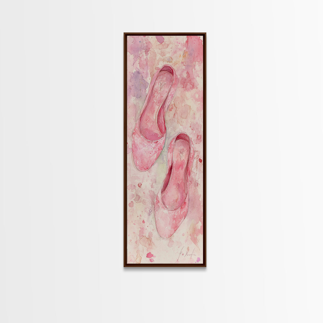 Ballet Flats Pink Abstract Canvas Print, Light Pink Wall Art, Whimsical Rustic Decor, Minimalist Living Room Art, Above Bed Artwork