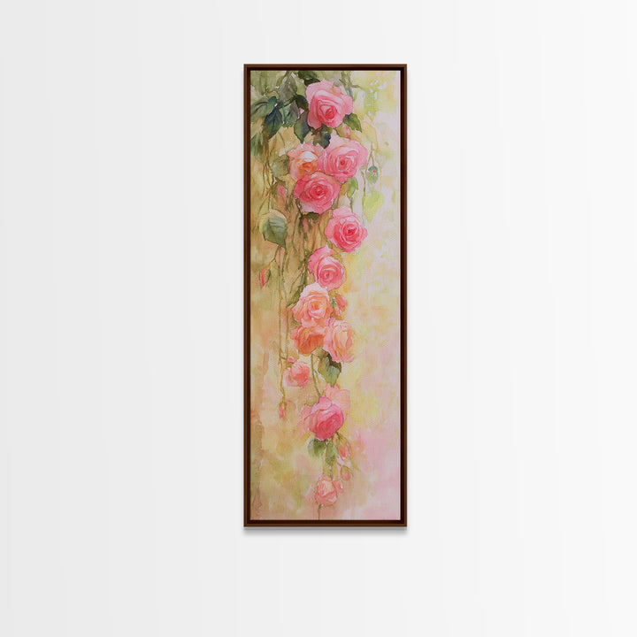 Cascading Roses Canvas Print Wildflower Painting Botanical Prints Vertical Wall Art Farmhouse Art Rustic Wall Art Romantic Gift
