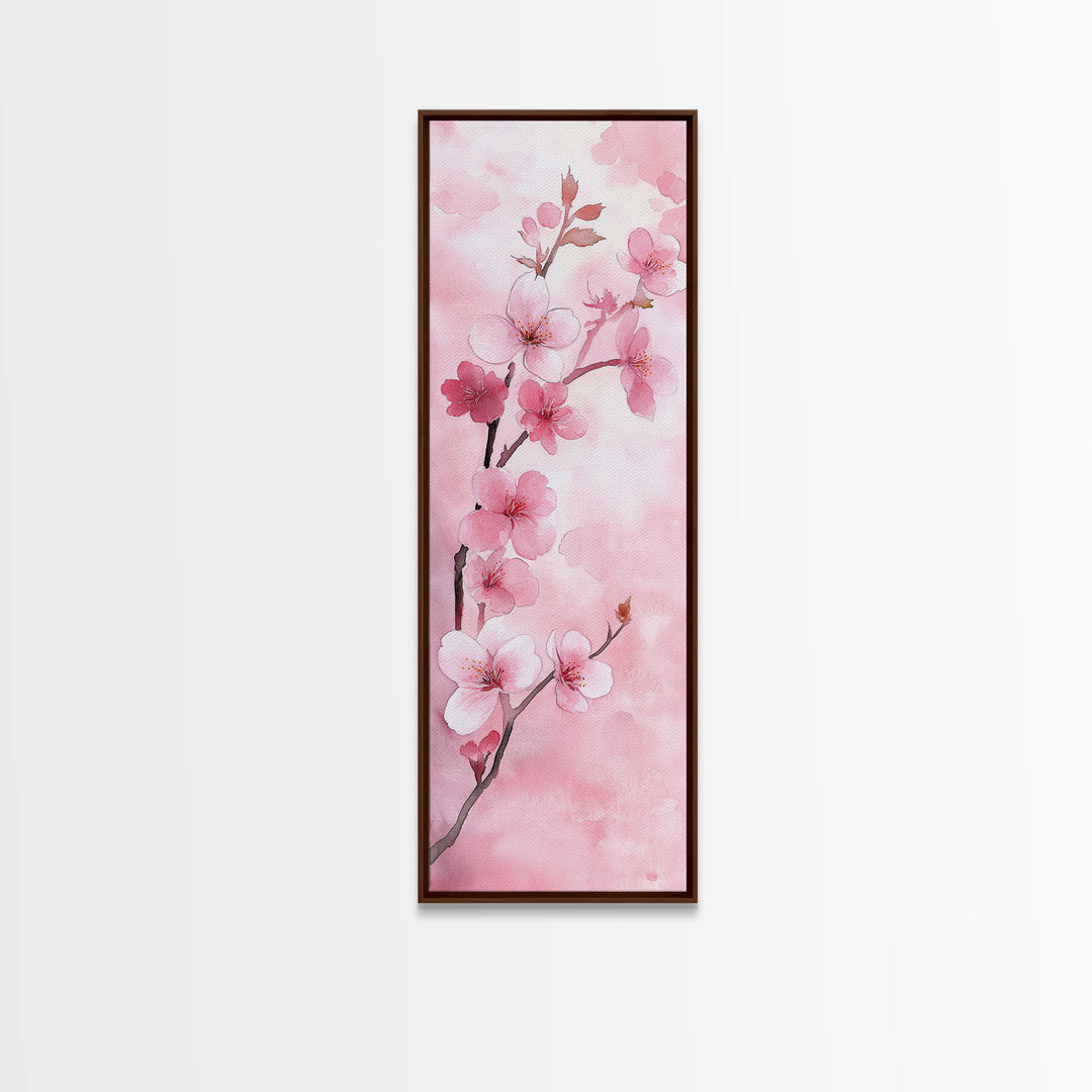 Delicate Cherry Blossom Framed Canvas Print Featuring Japanese-Inspired Botanical Prints for Bedroom or Living Room Wall Art
