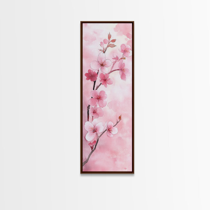 Delicate Cherry Blossom Framed Canvas Print Featuring Japanese-Inspired Botanical Prints for Bedroom or Living Room Wall Art