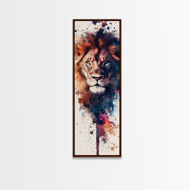 Canvas Print Lion Wall Art African Art Whimsical Style Long Narrow Wall Art Guest Room Decor Safari Animal Painting Christmas Gift