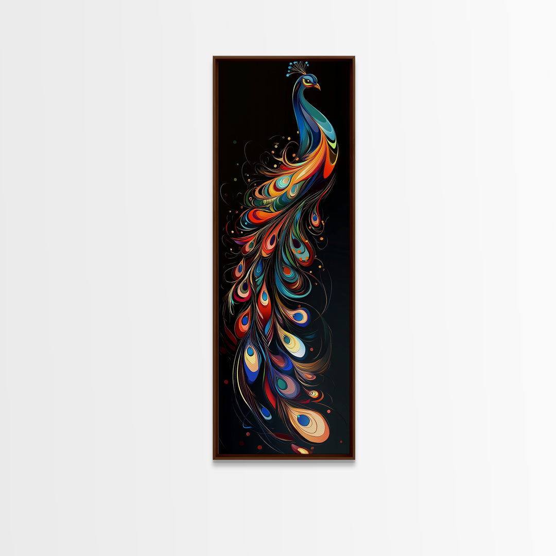 Whimsical Peacock Wall Art Canvas Print with Bold Modern Design and Boho Decor, Perfect Accent for Bedroom or Living Room Art