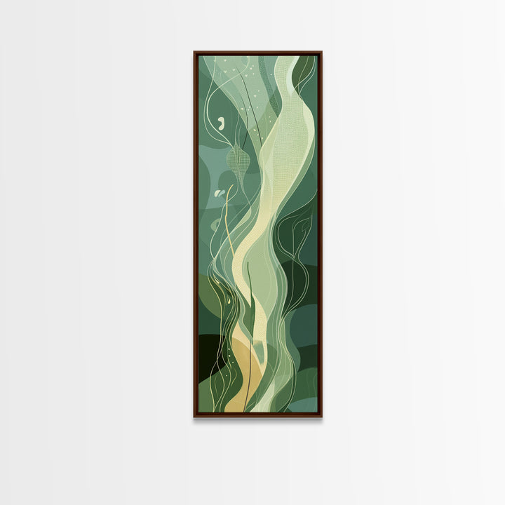 Sage Green Framed Canvas Print, Abstract Botanical Artwork, Whimsical Wabi Sabi Wall Art, Gift Idea for Living Room, Minimalist Art