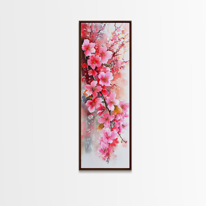 Canvas Print Pink Cherry Blossom Art, Japanese Inspired Wall Decor, Romantic Botanical Artwork, Gift Idea for Bedroom or Living Room