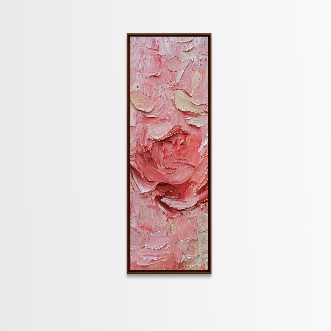 Abstract Pink Rose Textured Canvas Print, Light Pink Botanical Wall Art, Rose Painting Bedroom Art, Minimalist Floral Artwork