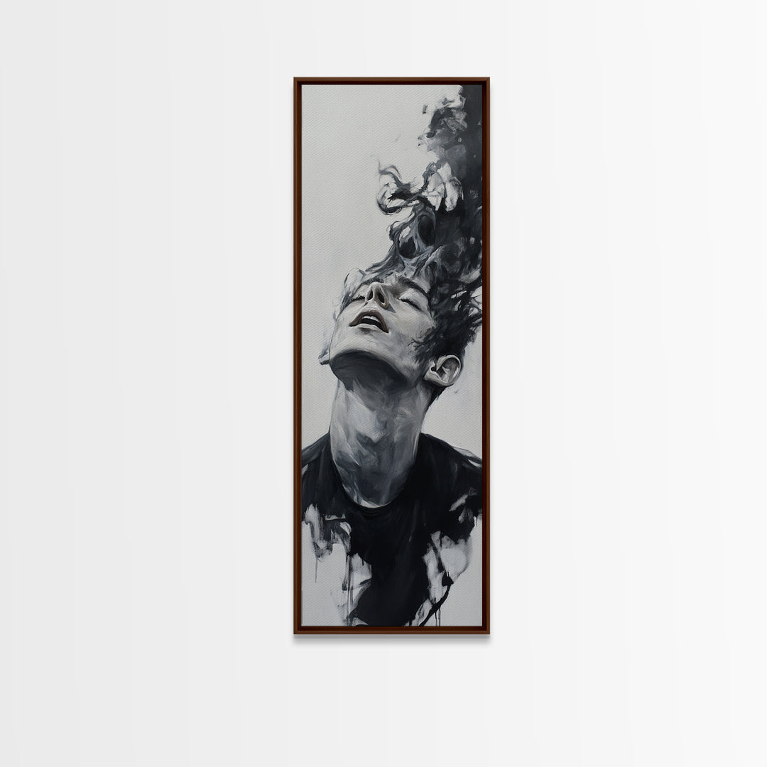 Dark Smoke Wall Art Framed Canvas Print Gothic Fantasy Decor Moody Painting Vertical Art Gift Idea Gothic Art Print