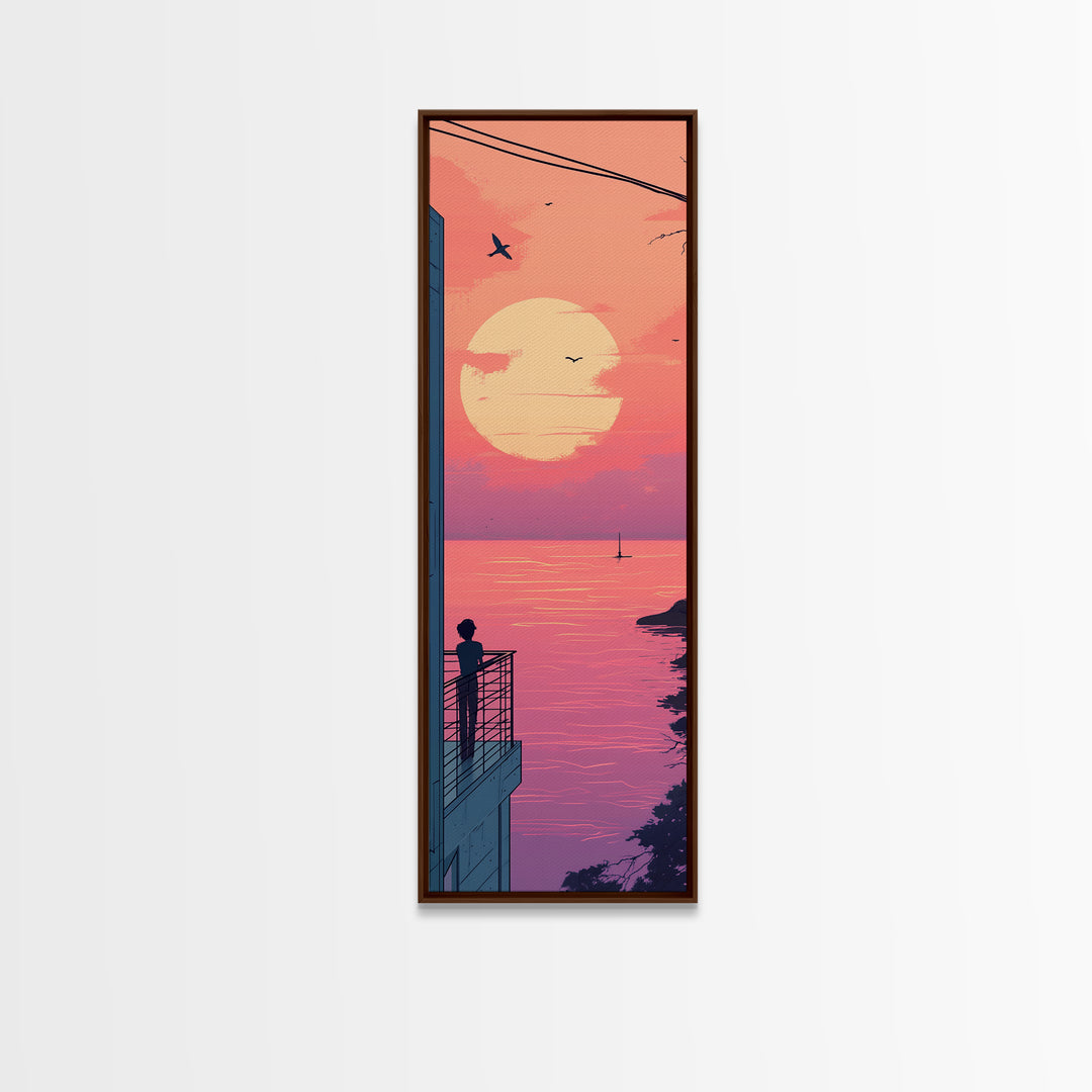 Pastel Sunset Balcony Canvas Print Pink Orange Wall Art Coastal Cowgirl Art Bedroom or Living Room Farmhouse Decor Unique Piece