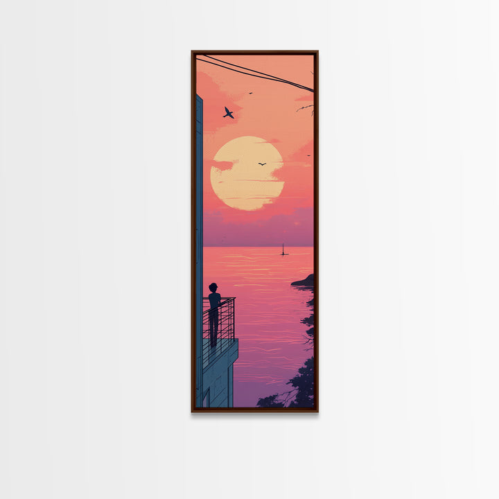 Pastel Sunset Balcony Canvas Print Pink Orange Wall Art Coastal Cowgirl Art Bedroom or Living Room Farmhouse Decor Unique Piece