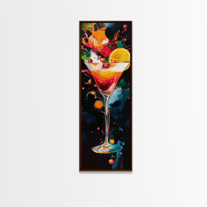 Abstract Martini Art Framed Canvas Print | Espresso Martini Wall Art | Cocktail Art | Kitchen Decor | Whimsical Art | Vertical Wall Art