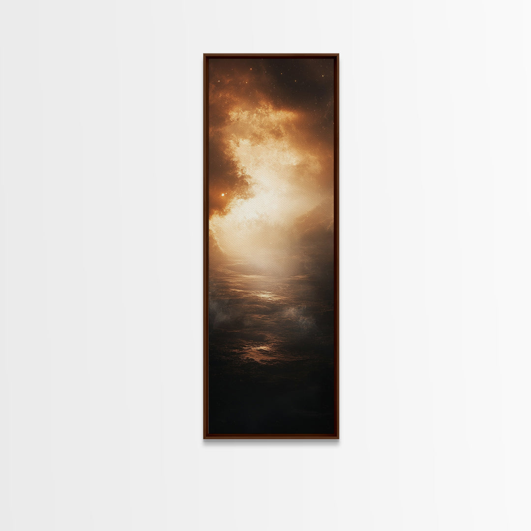 Golden Hour Ocean Sunset Moody Wall Art Framed Canvas Print Nautical Painting Living Room Coastal Wall Art Decor
