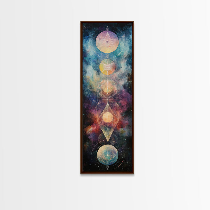 Galactic Chakra Canvas Print With Sacred Geometry Art, Wabi Sabi Inspired, And Therapy Art For Bedroom Or Meditation Spaces