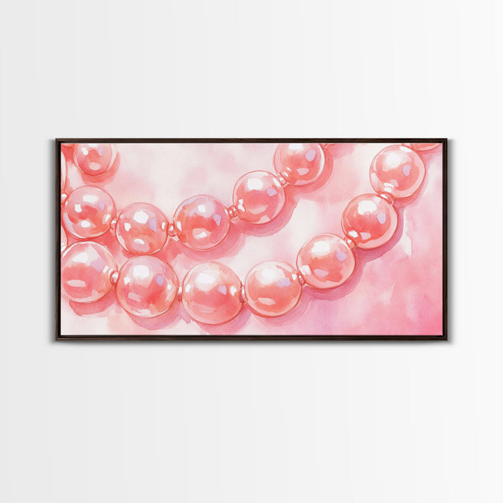 Blush Pearl Art Canvas Print Featuring Pearl Painting and Light Pink Wall Art Minimalist Art Gift Idea Guest Room Rustic Wall Decor