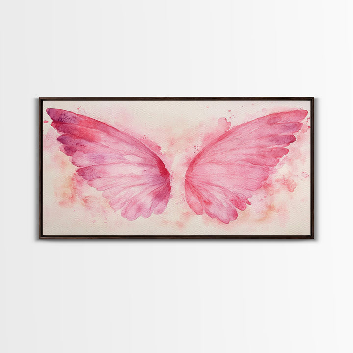 Angel Wings Canvas Print Whimsical Art Light Pink Wall Art Angel Art Prints Bedroom Decor Above Bed Wall Art Gift Idea
