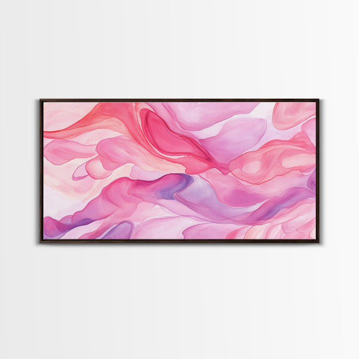 Pink Abstract Flowing Design Canvas Print, Whimsical Minimalist Light Pink Wall Art, Dorm Room Bedroom Art Unique Gift Idea
