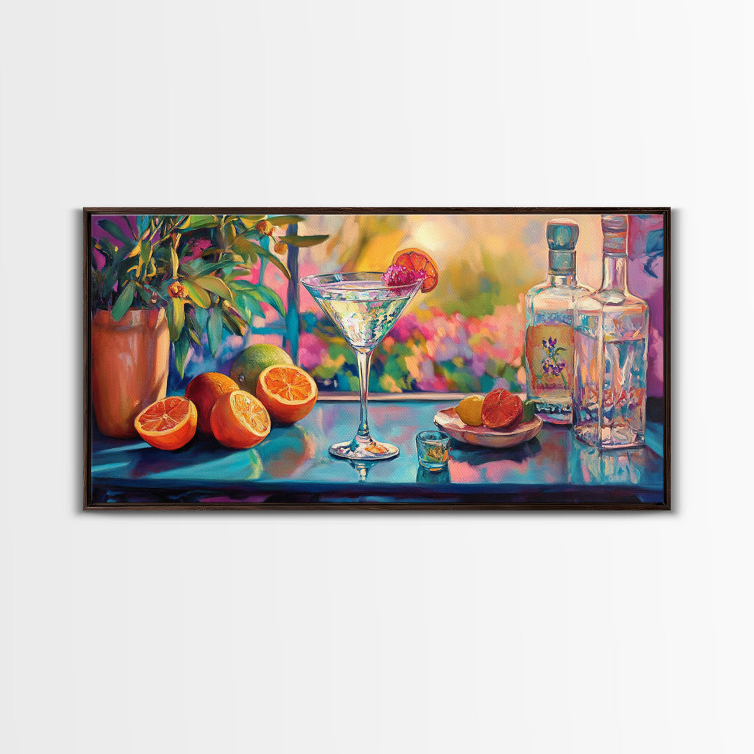Citrus Cocktail Canvas Print Bright Bar Wall Art Vibrant Foodie Home Decor Kitchen Gift Idea Tropical Drinks Modern Party Art Unique