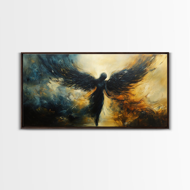 Dark Angel Framed Canvas Print with Moody Art and Dark Angels Wall Art Perfect Gothic Bedroom or Living Room Statement Piece