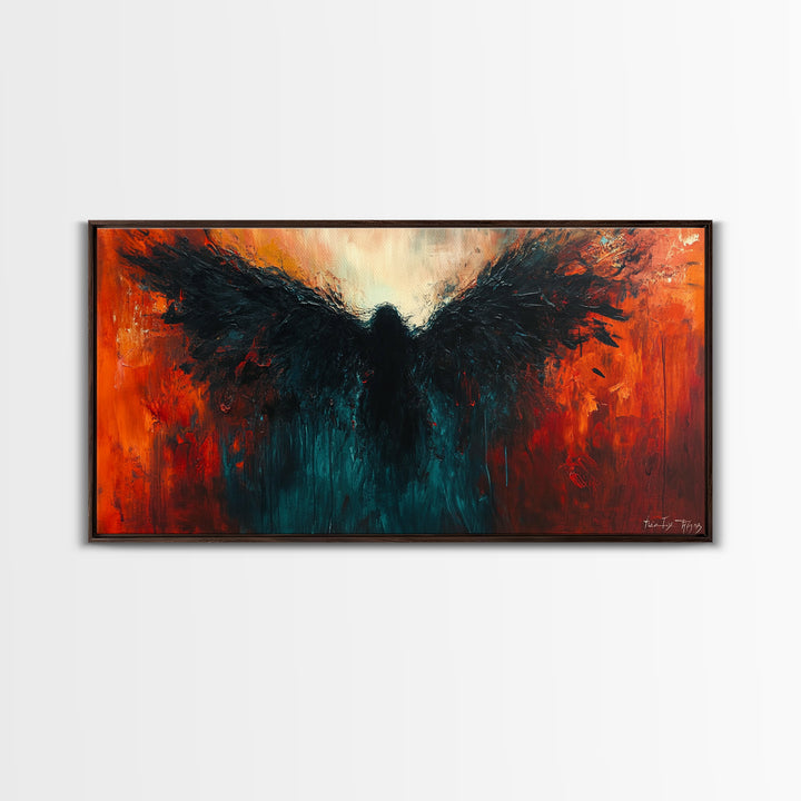 Phoenix Metal Inspired Framed Canvas Print with Bold Moody Art Stunning Southwest Wall Art for Bedroom or Living Room