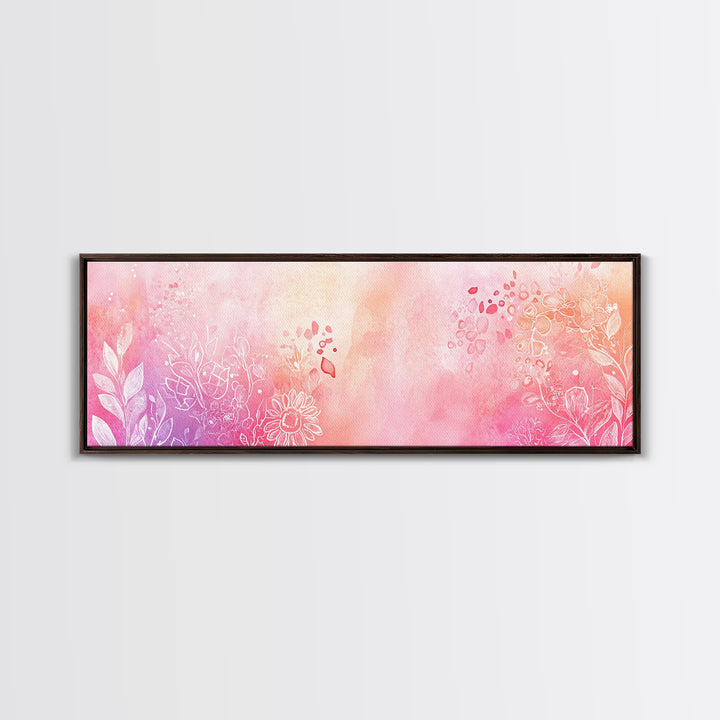 Botanical Prints Canvas Print Featuring Pink Abstract Floral Artwork, Living Room Wall Art in Pastel Hues, Light Pink Decor