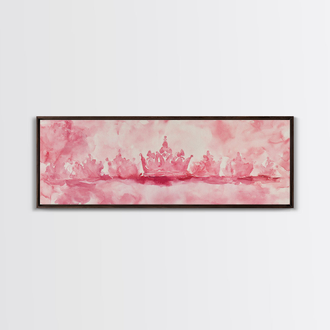 Pink Crown Canvas Print Minimalist Art Abstract Pink Wall Art Light Pink Bedroom Decor Princess Aesthetic Whimsical Art Wall Art