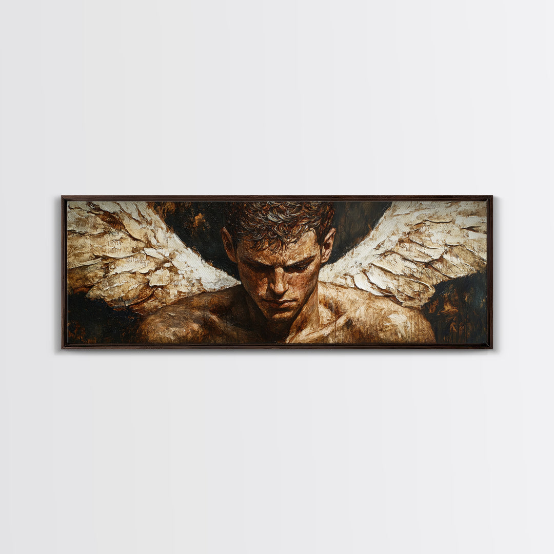 Brooding Angel Canvas Print Dark Romance Painting Moody Art Gothic Wall Art Bedroom Serenity Modern Rustic Living Room Decor