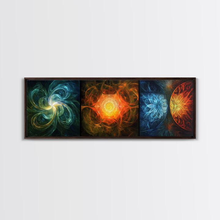 Radiant Mandala Canvas Print Sacred Geometry Art Wildflower Painting Bold Statement Wall Art Bedroom Modern Living Room Decor