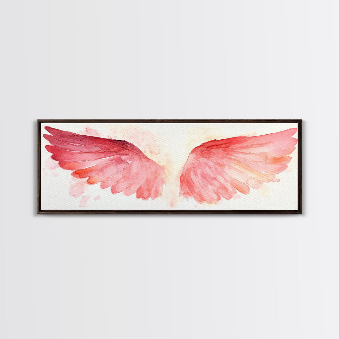 Angel Wings Canvas Print, Pink Abstract Art with Light Tones, Whimsical Zen Wall Art for Bedroom, Gift Idea for Spirituality Lovers