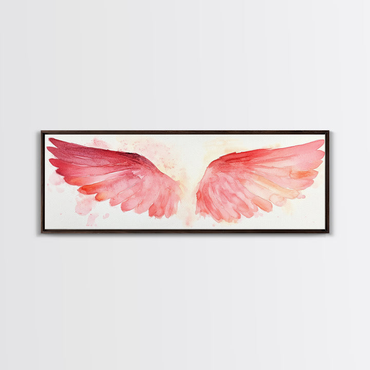 Angel Wings Canvas Print, Pink Abstract Art with Light Tones, Whimsical Zen Wall Art for Bedroom, Gift Idea for Spirituality Lovers