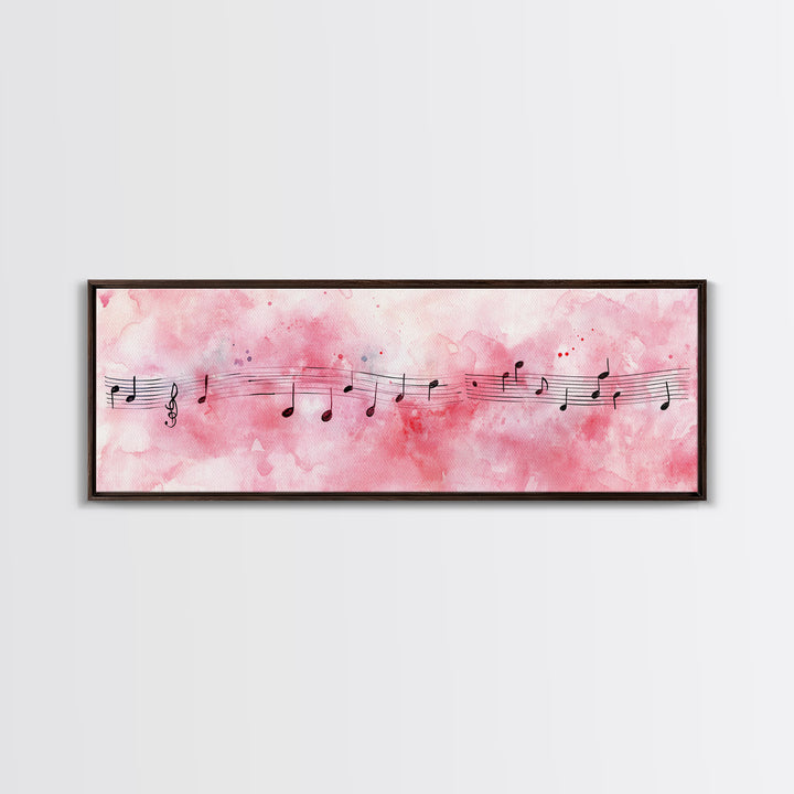 Musical Notes Canvas Print Artistic Sheet Music Wall Art Light Pink Abstract Artwork Rustic Wabi Sabi Art Living Room Decor Gift
