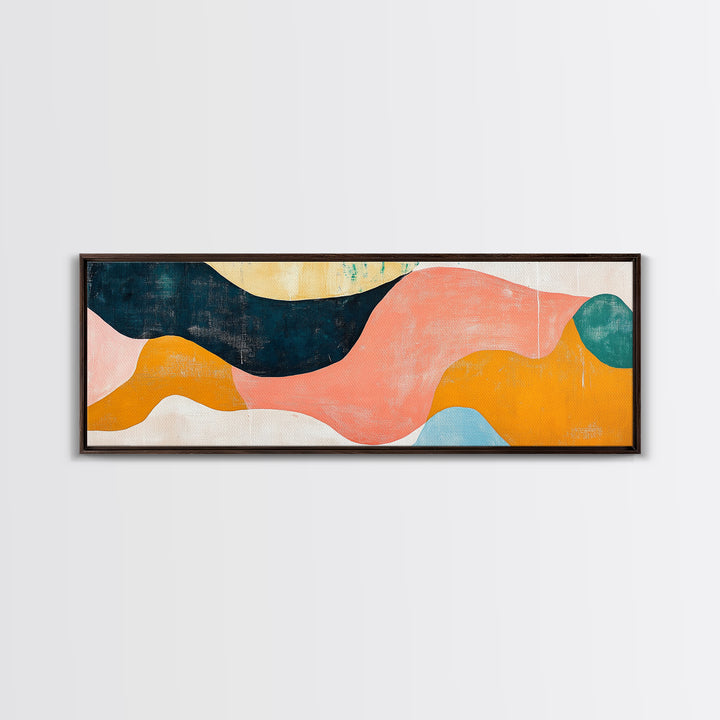 Coastal Abstract Framed Canvas Print Nautical Painting Coastal Landscape Artwork Seascape Wall Art Living Room Ocean Horizontal Decor