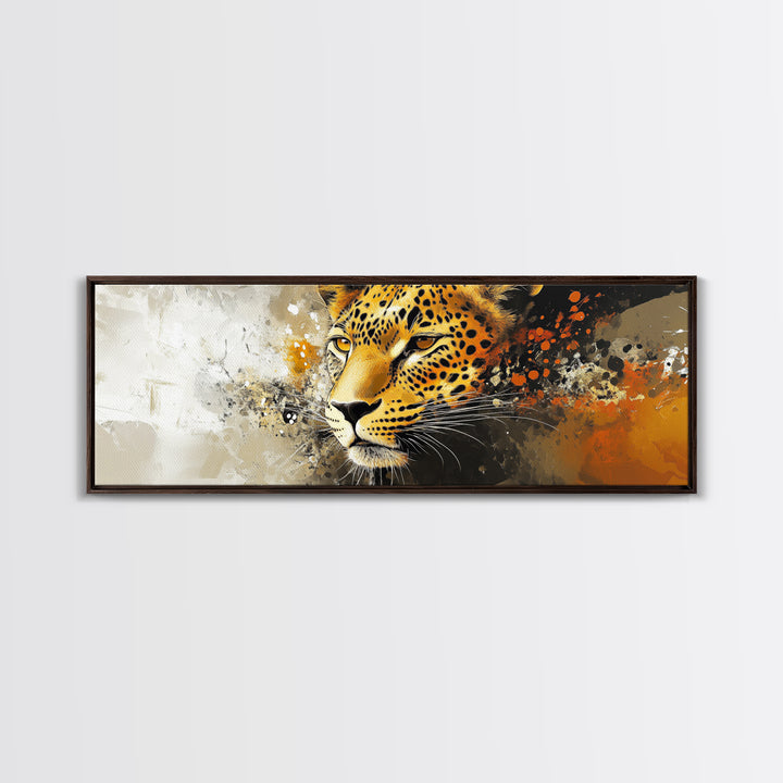 Bold Leopard Framed Canvas Print - Vibrant Wildcat Painting, Moody Jungle Art, Safari Wall Decor, Animal Gift Idea For Her, Bedroom Art