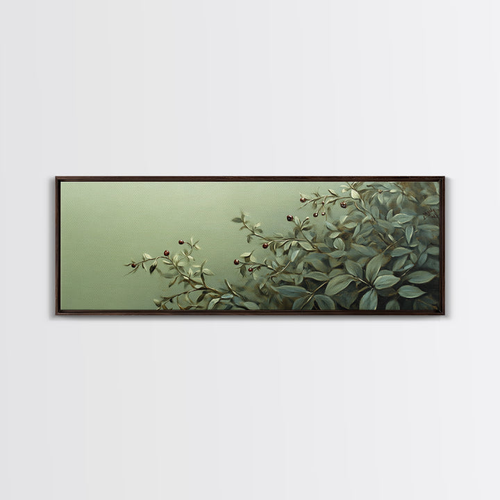 Nature-Inspired Sage Green Framed Canvas Print – Sage Green Wall Art, Botanical Prints, Minimalist Art, Bedroom Art, Wabi Sabi Art